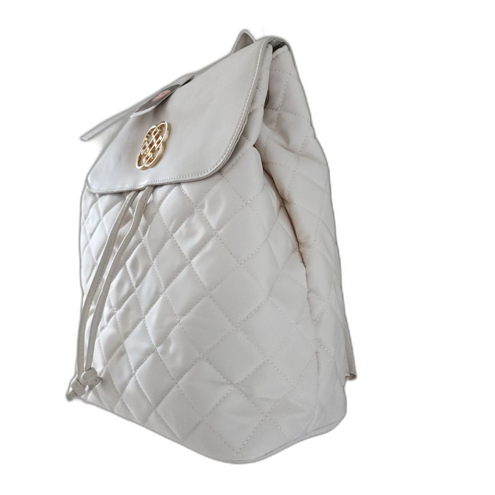 NWT Daisy Fuentes Roxy Quilted Backpack Cream/Birch Gold Hardware - Picture 5 of 6
